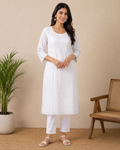 Delicate White Lace Kurti – Timeless Elegance