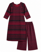 Maroon & Black Printed Kurta Set with Palazzo