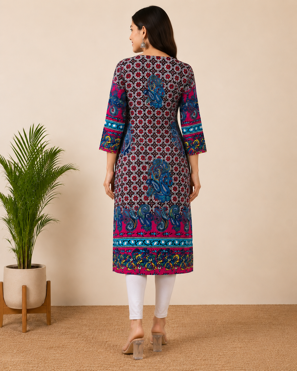 Traditional Patchwork Kurti – Multi-Color Ethnic Print