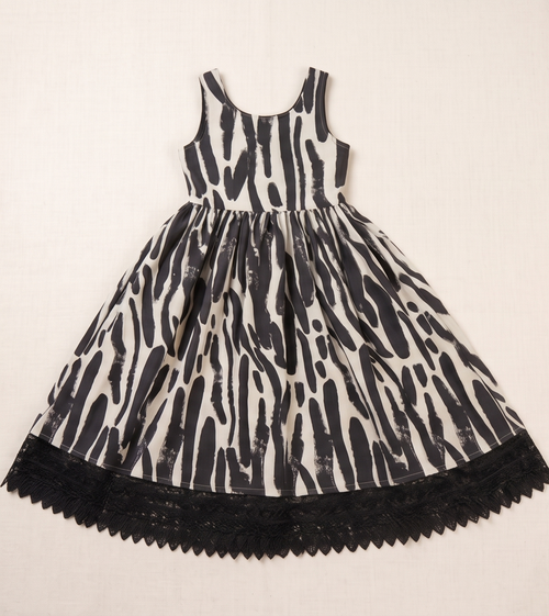 Zebra Print Fit & Flare Dress with Black Lace Hem
